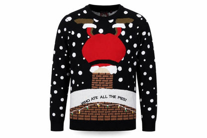 Front view of Brave Soul men’s blue polka dot pullover sweatshirt, size S, - christmas