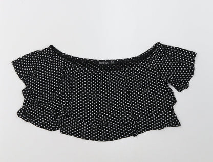 Boohoo Womens Black Polka Dot  Cropped Tank Size 10