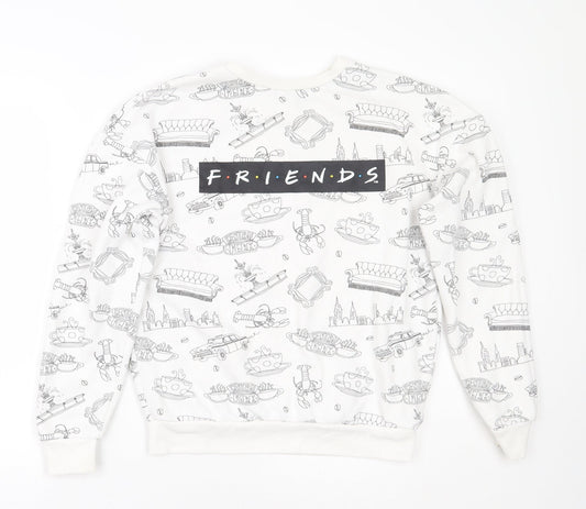 Primark Womens White Geometric  Pullover Jumper Size XS  - Friends Central Perk