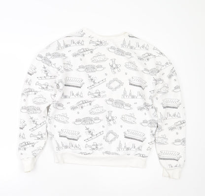 Primark Womens White Geometric  Pullover Jumper Size XS  - Friends Central Perk