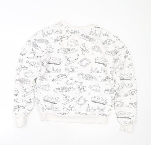 Primark Womens White Geometric  Pullover Jumper Size XS  - Friends Central Perk