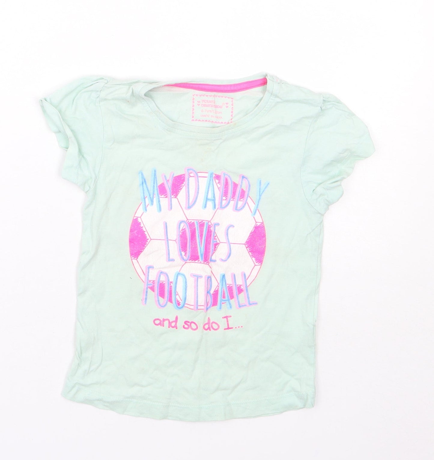 Young Dimension Girls Green   Basic T-Shirt Size 6-7 Years