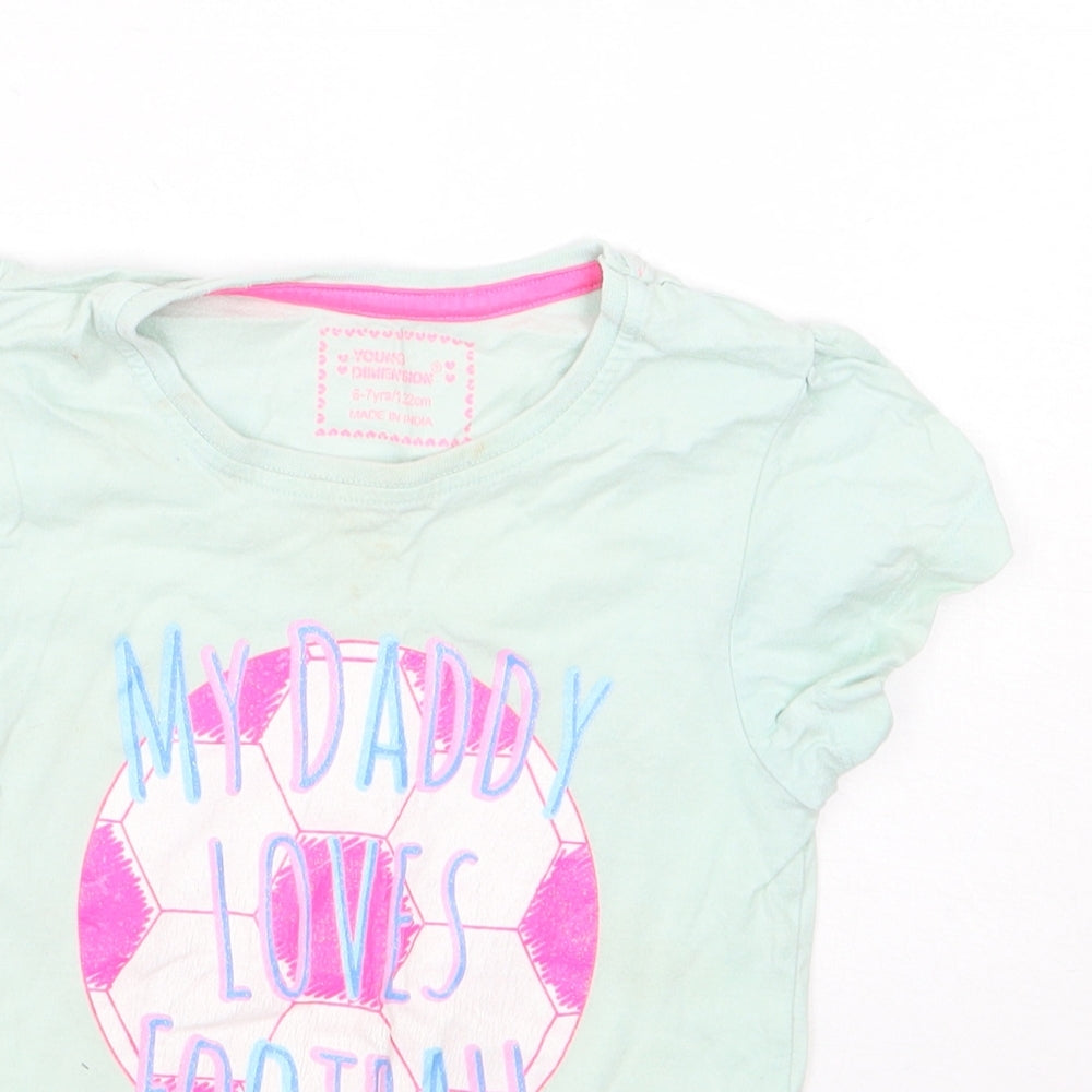 Young Dimension Girls Green   Basic T-Shirt Size 6-7 Years