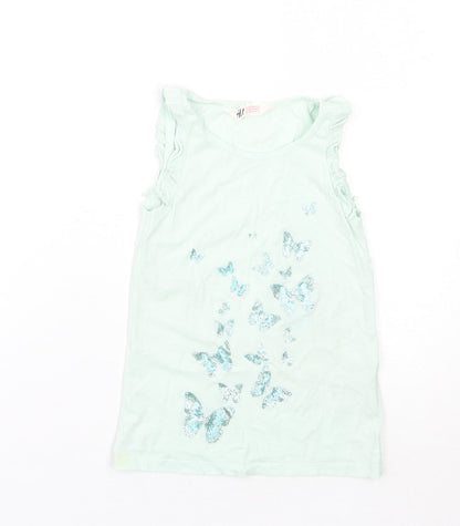 H&M Girls Blue Animal Print  Basic Tank Size 8 Years