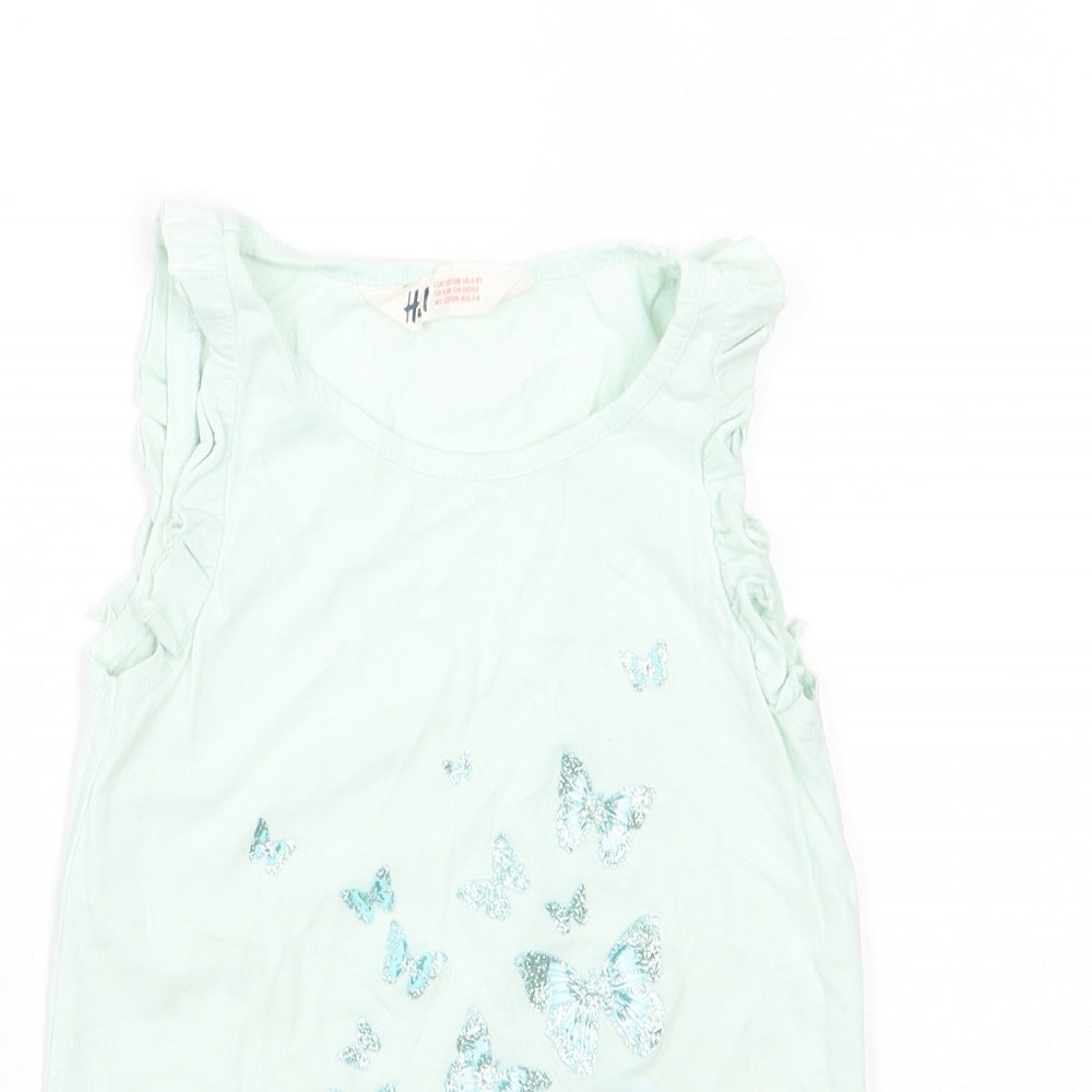 H&M Girls Blue Animal Print  Basic Tank Size 8 Years