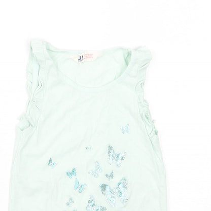 H&M Girls Blue Animal Print  Basic Tank Size 8 Years