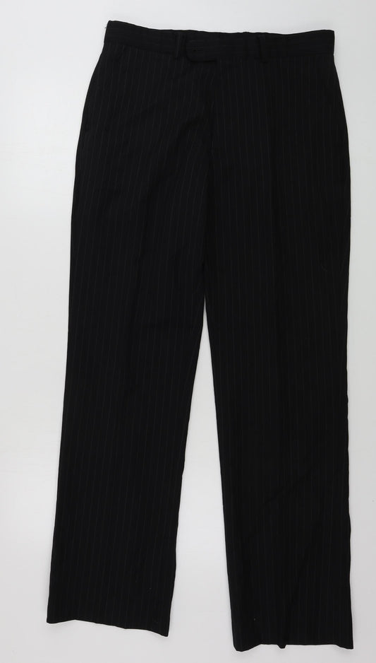 Burton Mens Black Striped  Trousers  Size 32 in L30 in