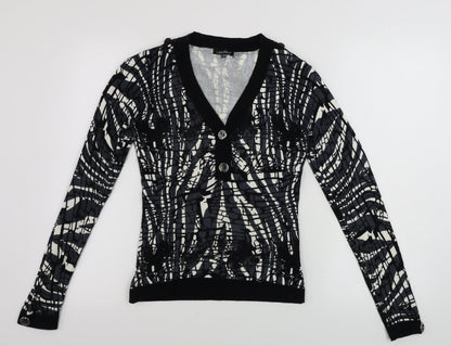 Leo Guy Womens Black Geometric  Pullover Jumper Size M