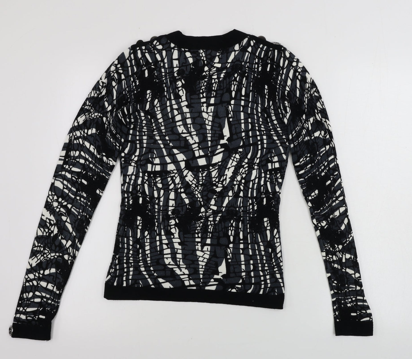 Leo Guy Womens Black Geometric  Pullover Jumper Size M