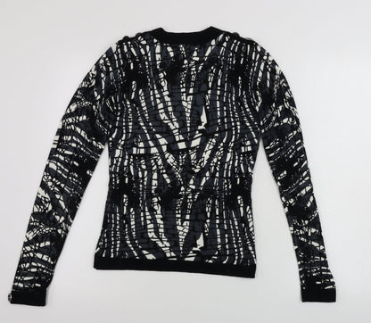 Leo Guy Womens Black Geometric  Pullover Jumper Size M