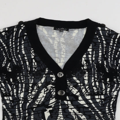Leo Guy Womens Black Geometric  Pullover Jumper Size M
