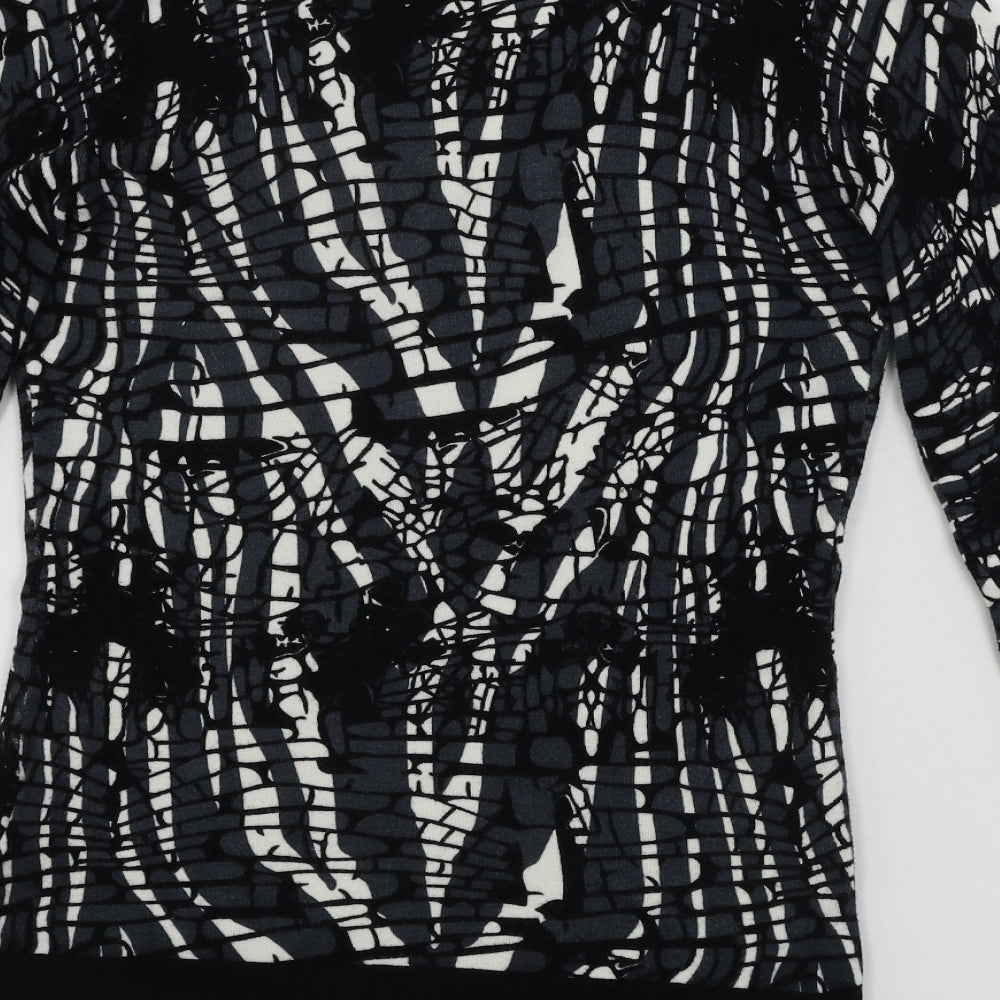 Leo Guy Womens Black Geometric  Pullover Jumper Size M