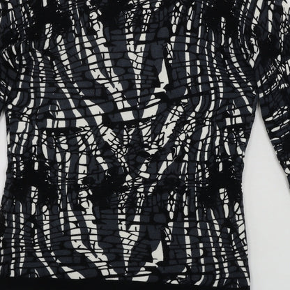 Leo Guy Womens Black Geometric  Pullover Jumper Size M