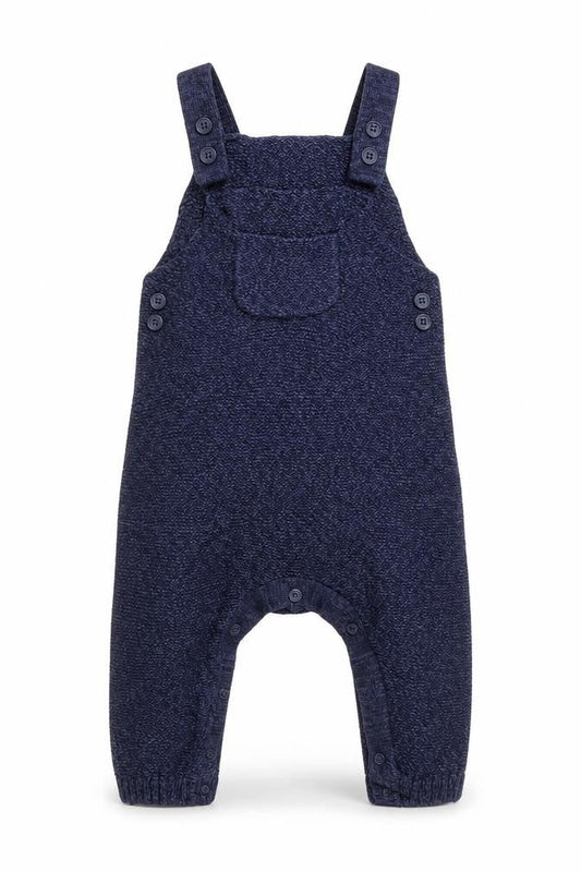 Front view of Mini Club Baby Blue Dungaree One-Piece, size 3-6, Months