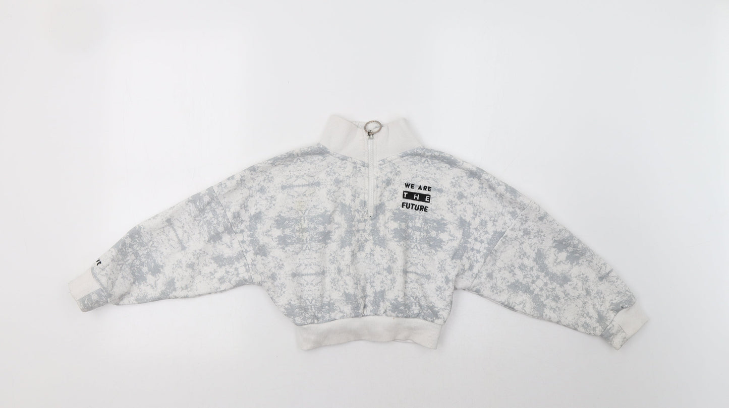 Primark Girls Grey Batik  Henley Sweatshirt Size 7-8 Years