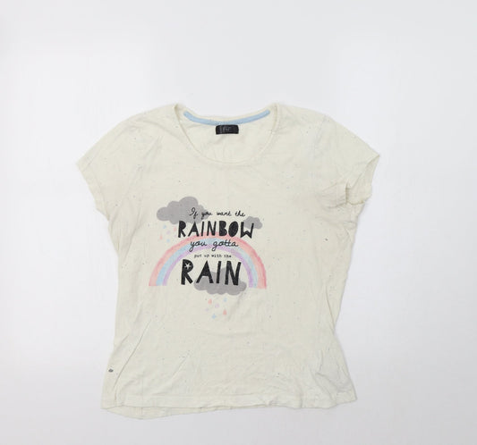 F&F Womens Ivory   Basic T-Shirt Size 6  - Rainbow
