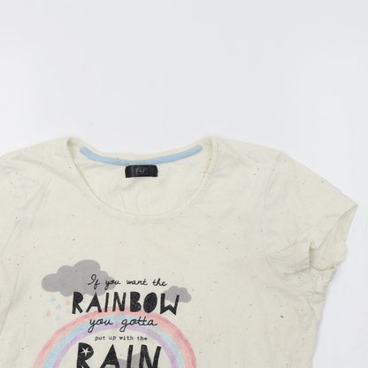 F&F Womens Ivory   Basic T-Shirt Size 6  - Rainbow