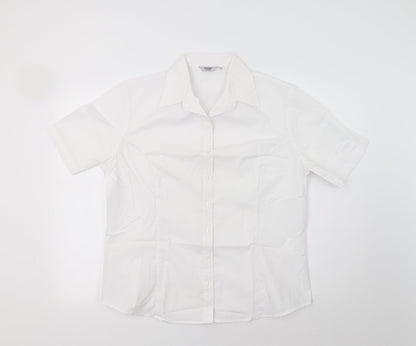 Womens UK Size 18 Disley White Basic Button-Up