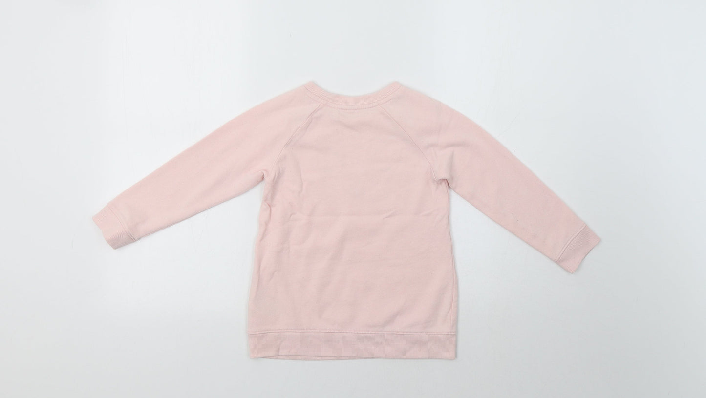 H&M Girls Pink   Pullover Sweatshirt Size 5 Years  - Rudolph