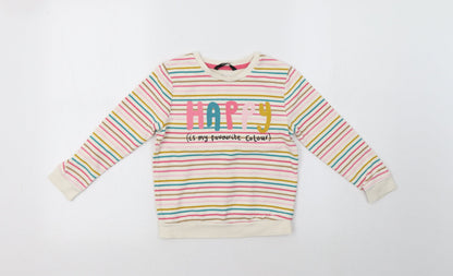 George Girls Multicoloured Striped  Pullover Sweatshirt Size 5-6 Years  - Happy