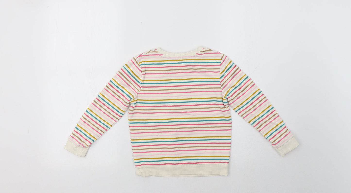 George Girls Multicoloured Striped  Pullover Sweatshirt Size 5-6 Years  - Happy
