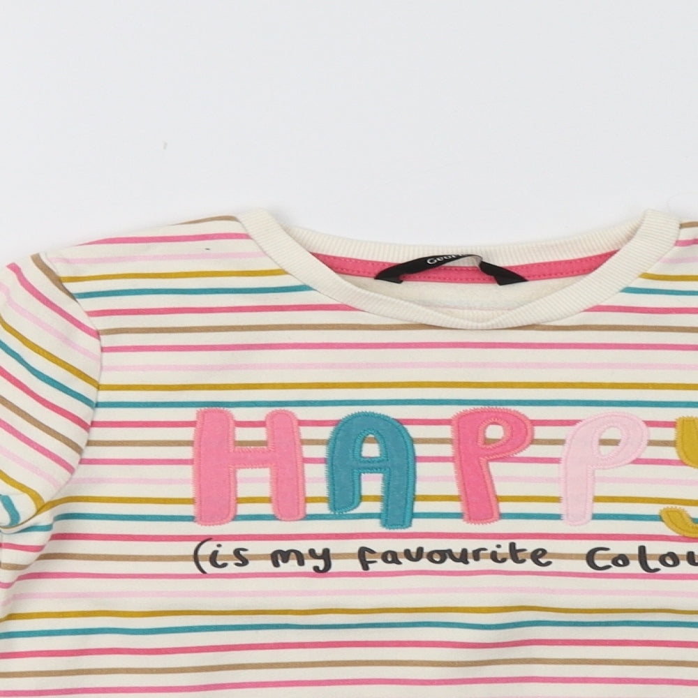 George Girls Multicoloured Striped  Pullover Sweatshirt Size 5-6 Years  - Happy