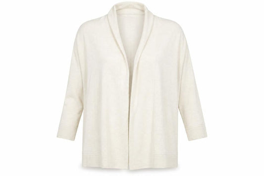 Front view of Marks & Spencer women’s beige cardigan jumper, size UK 12