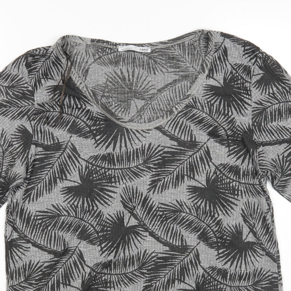 Womens UK Size S Zara Grey Basic T-Shirt
