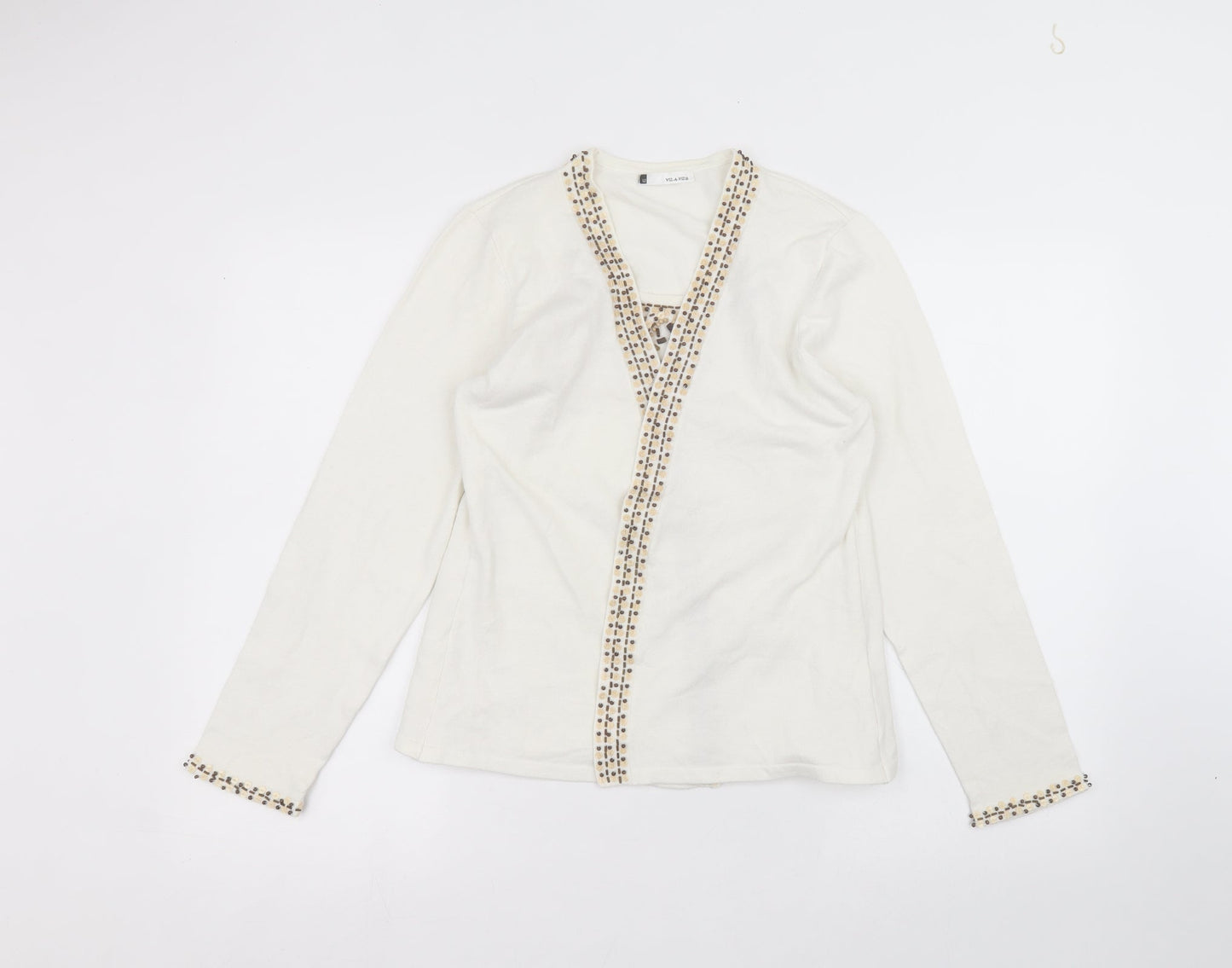 Womens UK Size 12 Viz-A-Viz White Cardigan Jumper