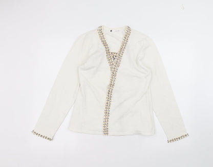 Womens UK Size 12 Viz-A-Viz White Cardigan Jumper