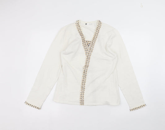 Womens UK Size 12 Viz-A-Viz White Cardigan Jumper