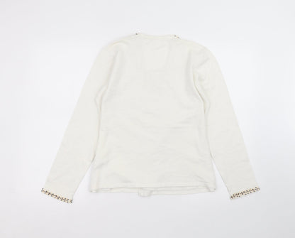 Womens UK Size 12 Viz-A-Viz White Cardigan Jumper