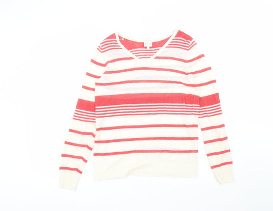 EAST Womens White Striped  Basic T-Shirt Size XS