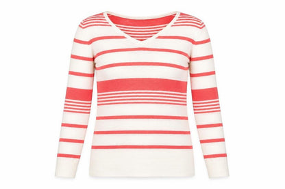 EAST Womens White Striped  Basic T-Shirt Size XS