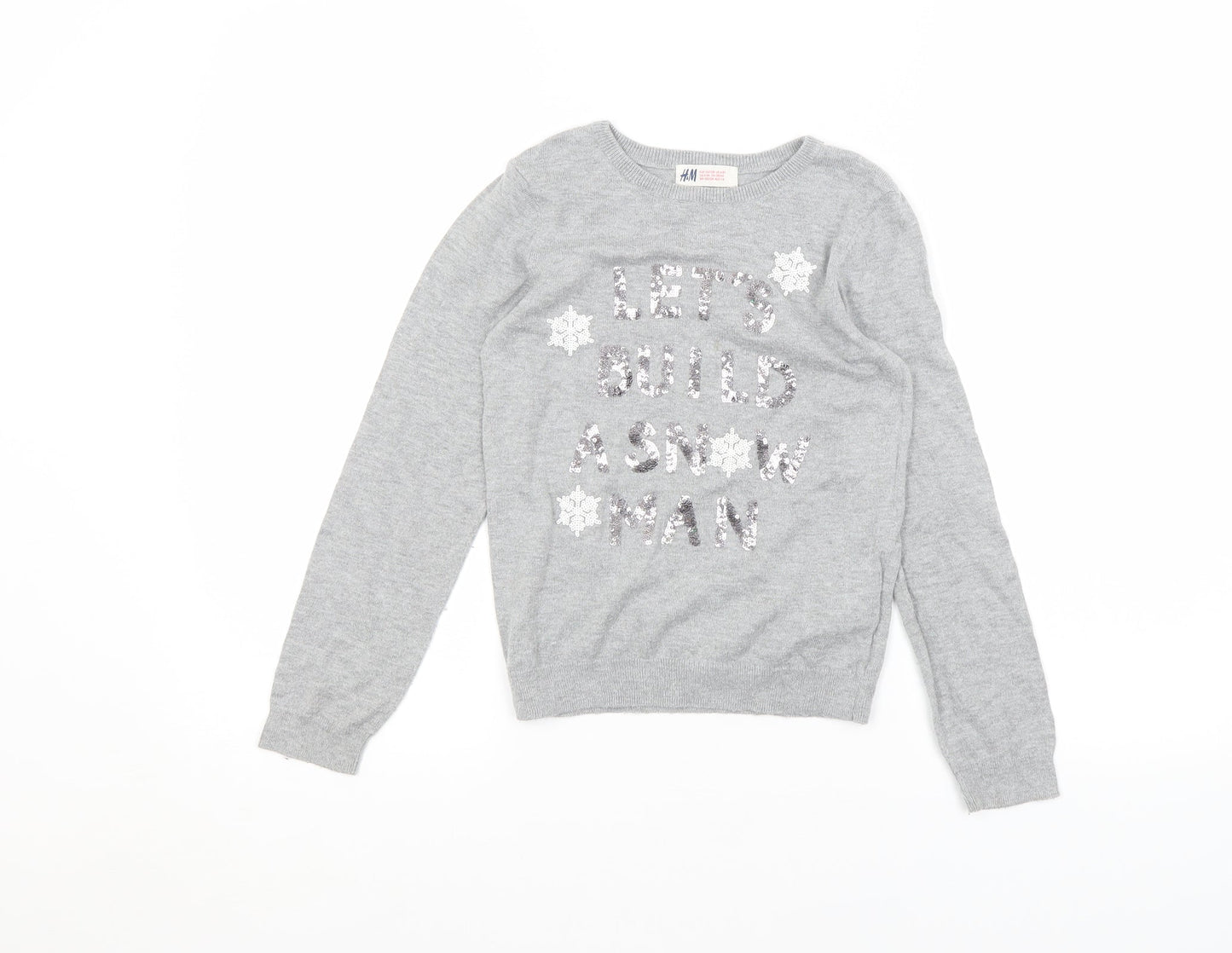 H&M Girls Grey   Pullover Jumper Size 7-8 Years