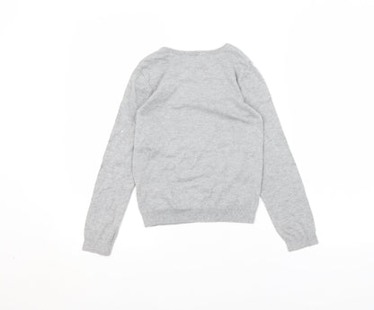 H&M Girls Grey   Pullover Jumper Size 7-8 Years
