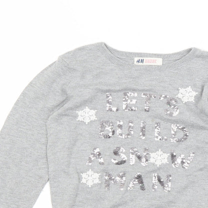 H&M Girls Grey   Pullover Jumper Size 7-8 Years