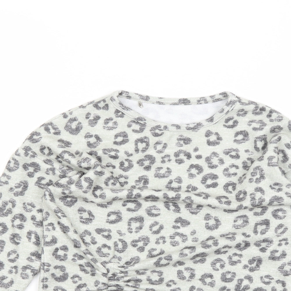 TU Girls Green Animal Print  Pullover Jumper Size 4-5 Years