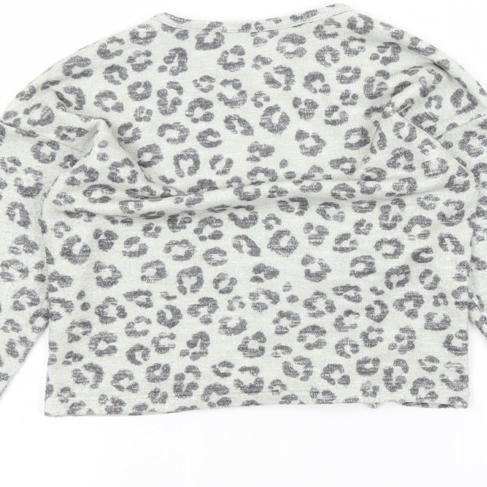 TU Girls Green Animal Print  Pullover Jumper Size 4-5 Years