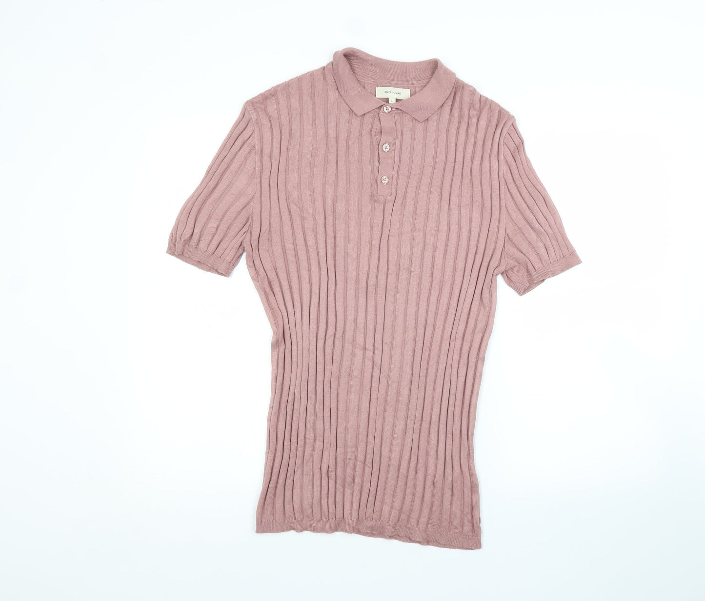 Womens UK Size L River Island Pink Basic Polo