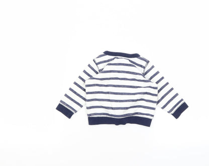 Matalan Baby White Striped  Full Zip Jumper Size 3-6 Months