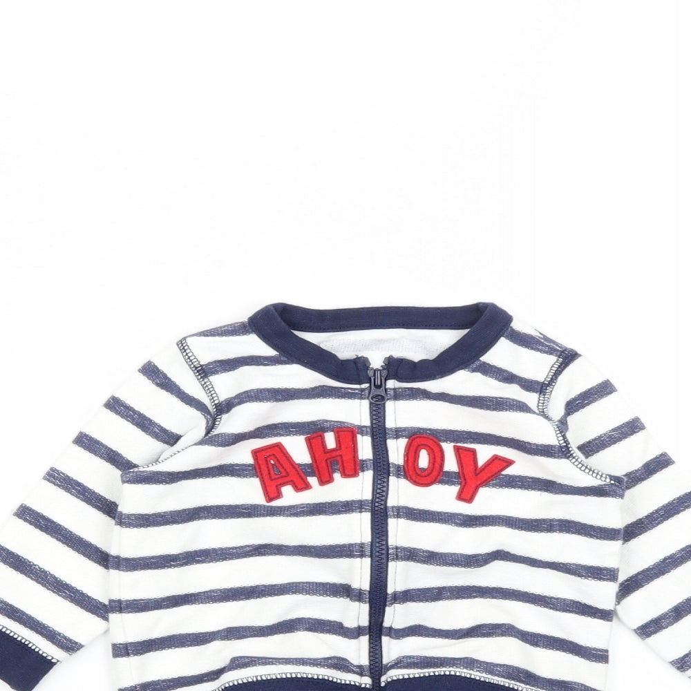 Matalan Baby White Striped  Full Zip Jumper Size 3-6 Months