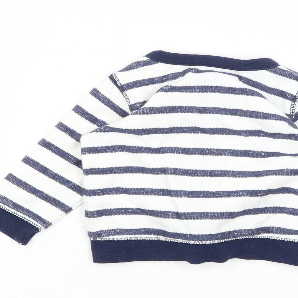 Matalan Baby White Striped  Full Zip Jumper Size 3-6 Months