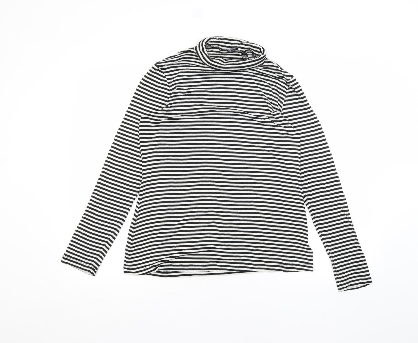 ESMARA Womens White Striped  Basic T-Shirt Size M