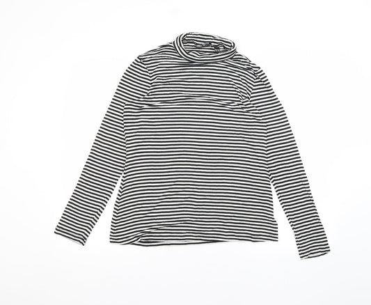 ESMARA Womens White Striped  Basic T-Shirt Size M