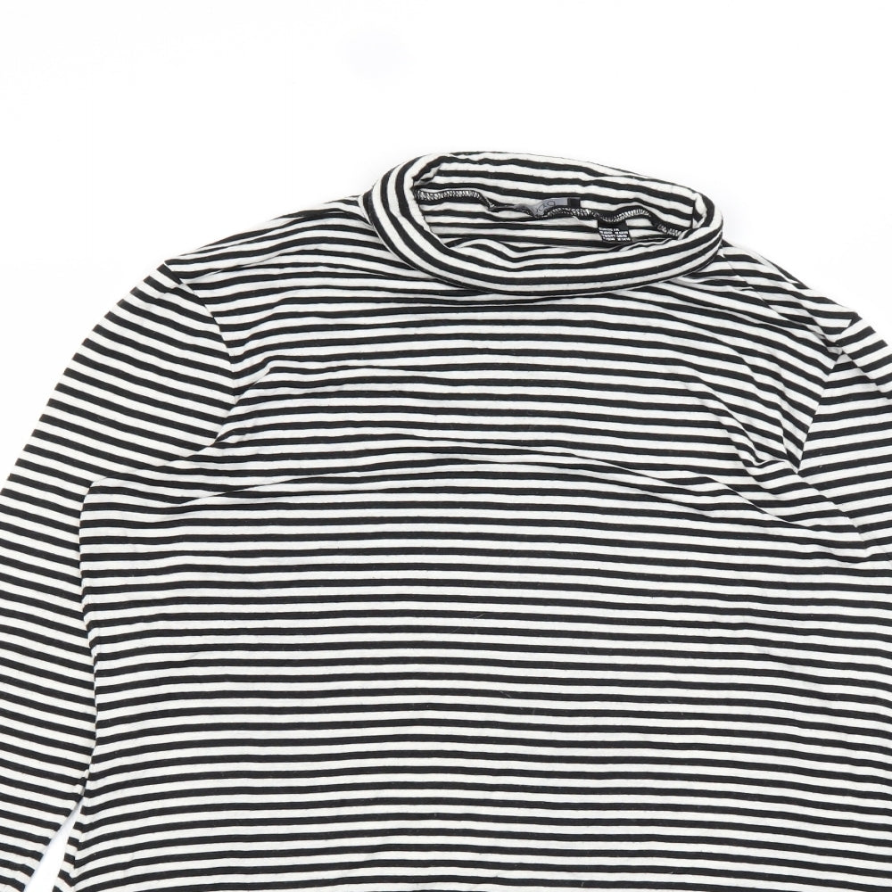 ESMARA Womens White Striped  Basic T-Shirt Size M