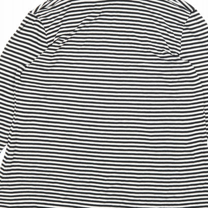 ESMARA Womens White Striped  Basic T-Shirt Size M