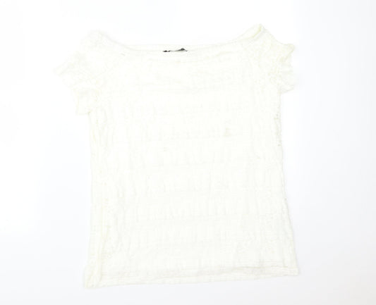 Womens UK Size 14 Preworn White Basic T-Shirt