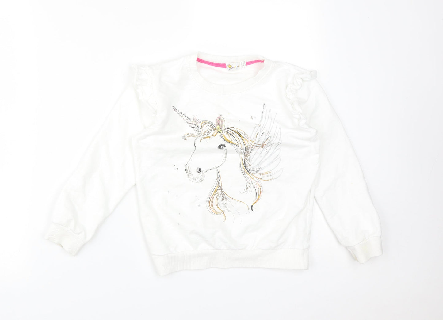 LILLE MINDS Girls White   Pullover Sweatshirt Size 8-9 Years  - UNICORN