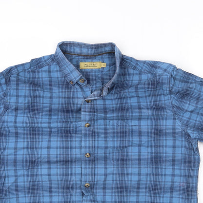 Mens UK Size M P.G. Field Blue  Button-Up Short Sleeve Casual Shirt